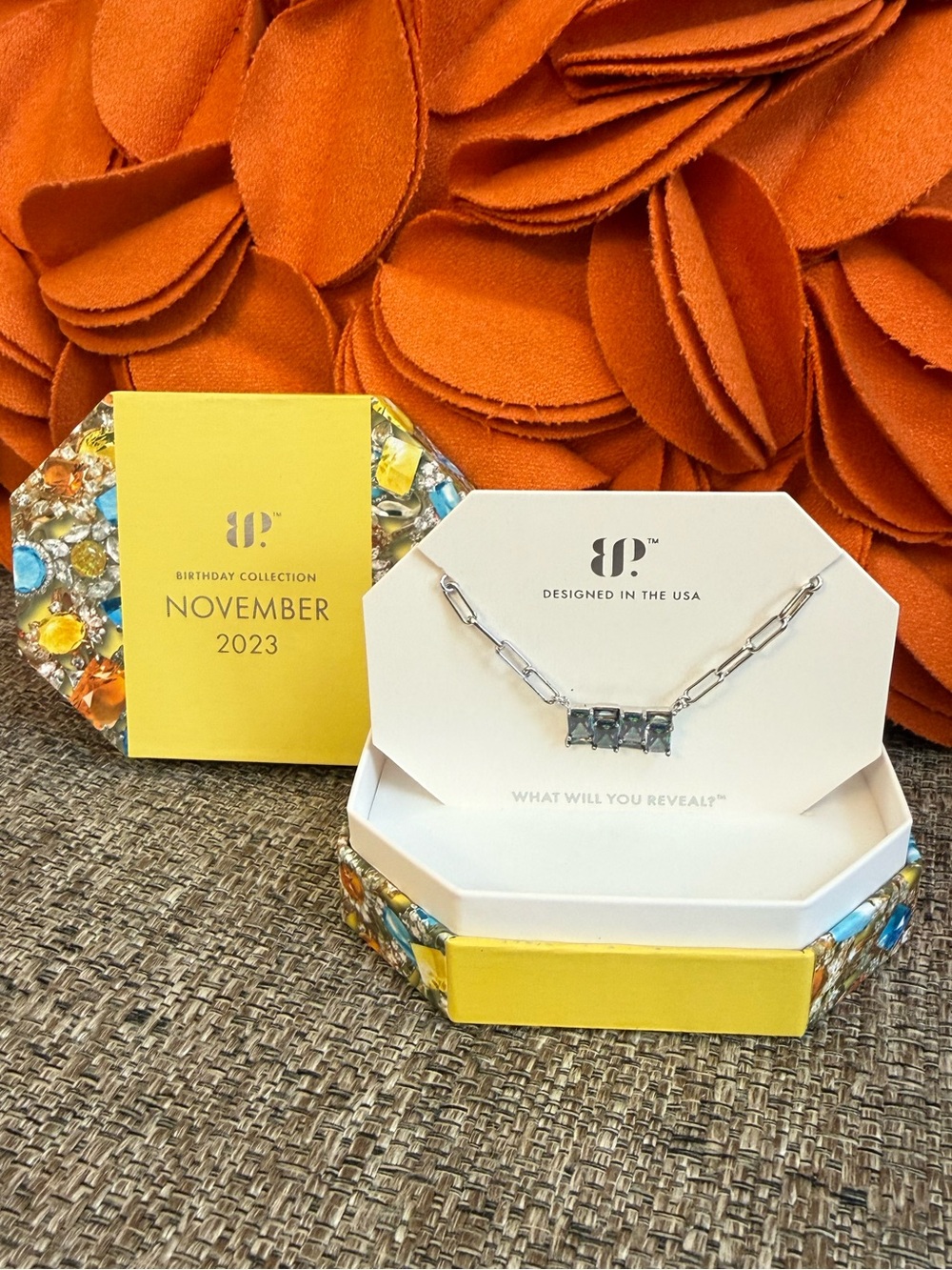 NWT Bomb Party November 2023 Dazzle Me Bar Rainbow Topaz Necklace RBP6692